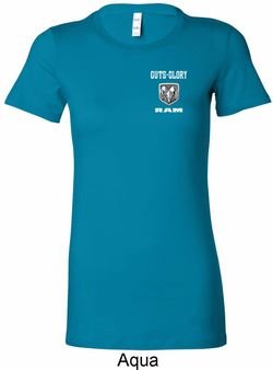 Ladies Dodge Guts and Glory Ram Logo Pocket Print Longer Length Shirt
