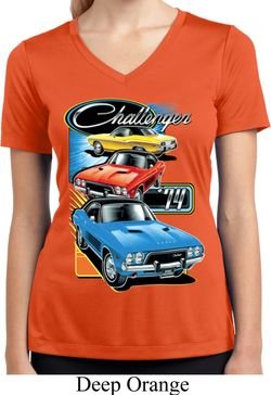 Ladies Dodge Shirt Challenger Trio Moisture Wicking V-neck Tee T-Shirt