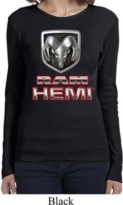 Ladies Dodge Shirt Ram Hemi Logo Long Sleeve Tee T-Shirt