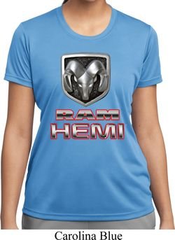 Ladies Dodge Shirt Ram Hemi Logo Moisture Wicking Tee T-Shirt