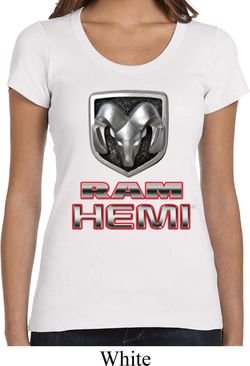 Ladies Dodge Shirt Ram Hemi Logo Scoop Neck Tee T-Shirt
