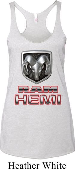 Ladies Dodge Tanktop Ram Hemi Logo Tri Blend Racerback Tank Top