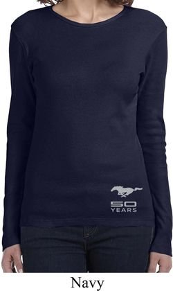 Ladies Ford 50 Years Bottom Print Long Sleeve Shirt