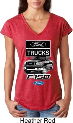 Ladies Ford Shirt F-150 Truck Tri Blend V-Neck Shirt