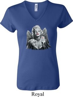 Ladies Marilyn Monroe Shirt Marilyn Butterfly V-neck Tee T-Shirt