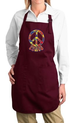 Ladies Peace Apron Funky Peace Full Length Apron with Pockets