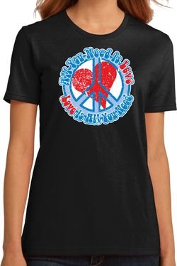 Ladies Peace Shirt All You Need is Love Organic Tee T-Shirt