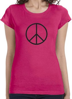 Ladies Peace Shirt Basic Peace Black Longer Length Tee T-Shirt