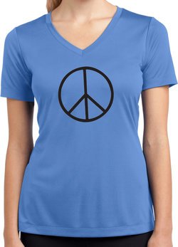 Ladies Peace Shirt Basic Peace Black Moisture Wicking V-neck Tee