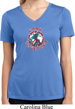 Ladies Peace Shirt Come Together Moisture Wicking V-neck Tee