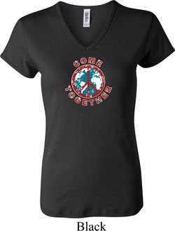 Ladies Peace Shirt Come Together V-neck Tee T-Shirt