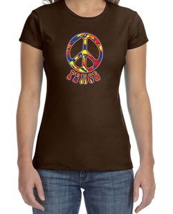 Ladies Peace Shirt Funky Peace Crewneck Tee T-Shirt
