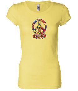 Ladies Peace Shirt Funky Peace Longer Length Tee T-Shirt