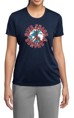 Ladies Peace Shirt Give Peace a Chance Moisture Wicking Tee T-Shirt