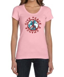 Ladies Peace Shirt Give Peace a Chance Scoop Neck Tee T-Shirt