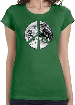 Ladies Peace Shirt Peace Earth Longer Length Tee T-Shirt