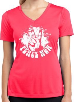 Ladies Peace Shirt Peace Now Moisture Wicking V-neck Tee