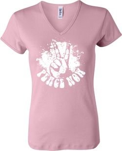 Ladies Peace Shirt Peace Now V-neck Tee T-Shirt