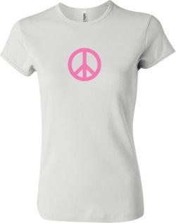 Ladies Peace Shirt Pink Peace Crewneck Tee T-Shirt