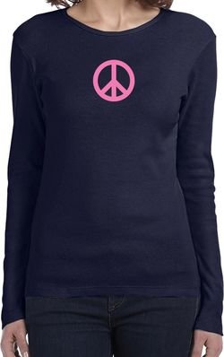 Ladies Peace Shirt Pink Peace Long Sleeve Tee T-Shirt