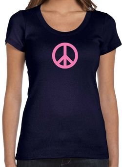 Ladies Peace Shirt Pink Peace Scoop Neck Tee T-Shirt