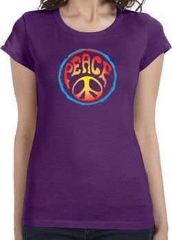 Ladies Peace Shirt Psychedelic Peace Longer Length Tee T-Shirt