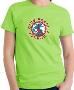 Ladies Peace Sign T-shirt - Give Peace A Chance Adult Tee