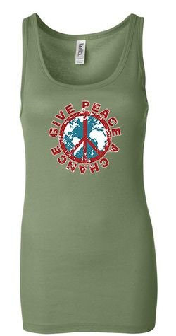 Ladies Peace Tanktop Give Peace a Chance Longer Length Tank Top