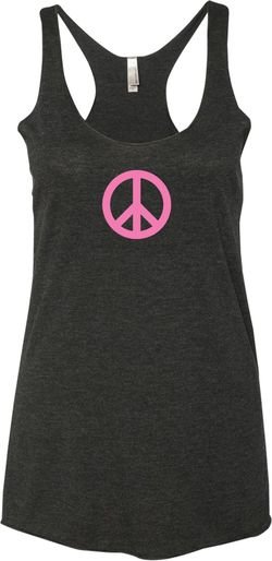 Ladies Peace Tanktop Pink Peace Tri Blend Racerback Tank Top