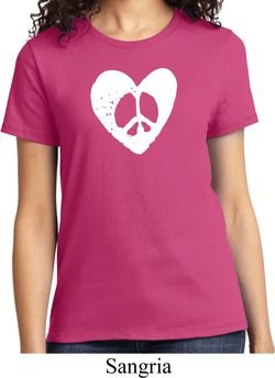 Ladies Peace Tee Hippie Heart Peace T-shirt