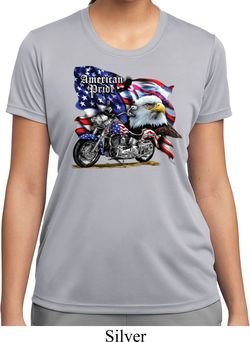 Ladies Shirt American Pride Motorcycle Moisture Wicking Tee T-Shirt