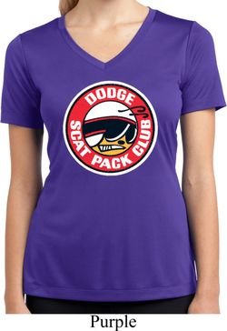 Ladies Shirt Dodge Scat Pack Club Moisture Wicking V-neck Tee T-Shirt