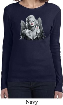 Ladies Shirt Marilyn Butterfly Long Sleeve Tee T-Shirt