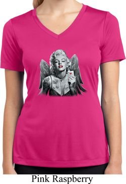 Ladies Shirt Marilyn Butterfly Moisture Wicking V-neck Tee
