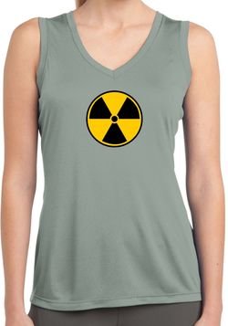 Ladies Shirt Radiation Symbol Sleeveless Moisture Wicking Tee