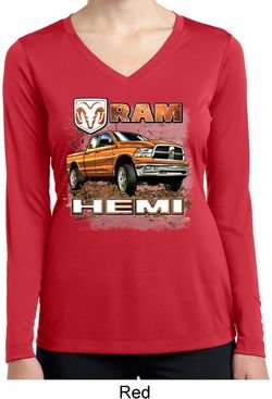 Ladies Shirt Ram Hemi Trucks Dry Wicking Long Sleeve Tee T-Shirt