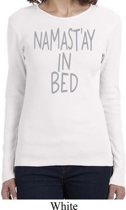 Ladies Yoga Shirt Namastay In Bed Long Sleeve Tee
