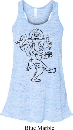 Ladies Yoga Tank Top Black Sketch Ganesha Flowy Racerback
