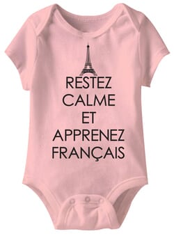 Click to get Learn French Funny Baby Romper Light Pink Infant Babies Creeper