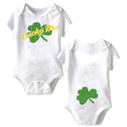 Click to get Lucky Me Funny Baby Romper White Infant Babies Creeper