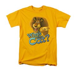 Madagascar Shirt Who's The Cat Adult Gold Tee T-Shirt