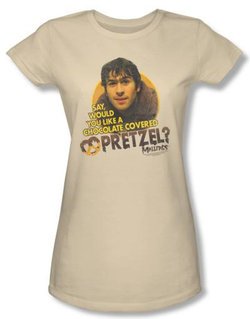 Mallrats Juniors T-shirt Movie Pretzels Cream Tee Shirt