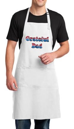 Mens Apron Grateful American Dad Full Length Apron with Pockets