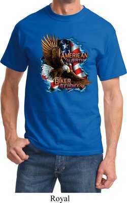 Mens Biker Shirt American By Birth Tee T-Shirt