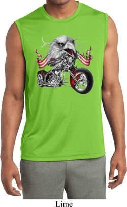 Mens Biker Shirt Eagle Biker Sleeveless Moisture Wicking Tee T-Shirt