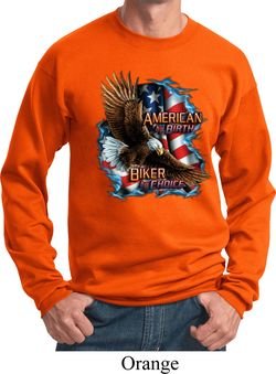 Mens Biker Sweatshirt American By Birth Sweat Shirt