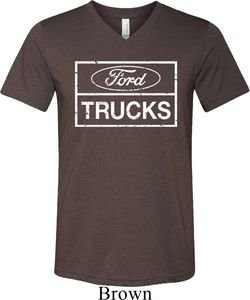 Mens Distressed Ford Trucks Tri Blend V-neck Shirt