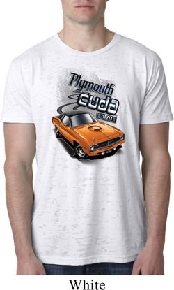 Mens Dodge 1970 Plymouth Hemi Cuda Burnout Shirt