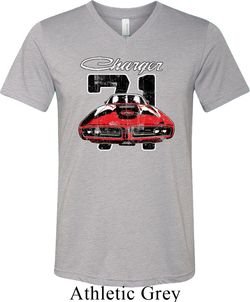 Mens Dodge 1971 Charger Tri Blend V-neck Shirt