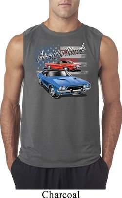 Mens Dodge American Muscle Blue and Red Sleeveless Shirt